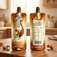 Sacs en Mylar pour sauces, chocolat, sauces aux noisettes, aliments, avec logo personnalisé imprimé, finition brillante, étanches, haute barrière