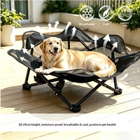 Lit pliant d'extérieur pour animaux de compagnie, style militaire, design hexagonal surélevé, respirant, amovible, lavable, protection contre l'humidité, emballage carton