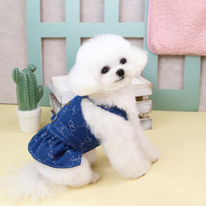 Alta Qualidade Cat Face Corações Imprimir <span class=keywords><strong>Jean</strong></span> Vestido Vest com Arnês Buraco Bonito Pet Dog <span class=keywords><strong>Jacket</strong></span> para o Inverno - Product Image 3