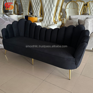 โซฟาผ้ากำมะหยี่สีเขียวมรกตสีเขียวมรกตสำหรับรับแขกในงานแต่งงานดีไซน์โค้งเรียบ - Product Image 4