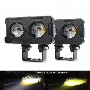 2022 New Square Led Spot Light 3 Inch Fog Headlight Dual Color High Low Beam 15w Led Work Light for motorcycle SUV ATV