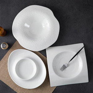 Trắng đặc biệt hình gốm thực phẩm phương Tây tấm ánh sáng sang trọng cao cấp sâu súp tấm hộ gia đình món ăn khách sạn Bộ đồ ăn - Product Image 4