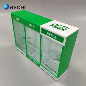 RECHI Custom Green Acrylic Eye Contact Lens Storage Display Box Acrylic Facial Tissue & Mask Organizer Case Magazine Holder Box