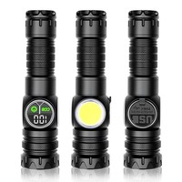 Lampe latérale LED COB étanche IP65 à aimant puissant, laser blanc, double interrupteur, rechargeable par USB