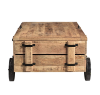 Table basse industrielle enroulable avec espace de rangement design solide vintage