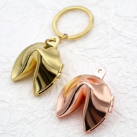 Haute qualité 3D argent Fortune Cookie porte-clés pliable Vintage dessin animé métal en alliage de Zinc pour mariages Souvenirs boîte-cadeau