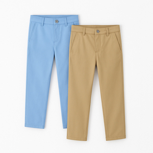 <span class=keywords><strong>Pantalon</strong></span> <span class=keywords><strong>chino</strong></span> pour garçons de marque propre, uniforme scolaire, 100% coton, taille élastique, coupe slim, long, déchiré - Product Image 2