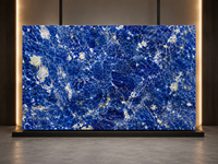 Dalle de marbre bleu cloisonné, pierre à veines bleues polie, panneau mural TV, plateau de lavabo, comptoir de bar, plateau de table ronde, plateau de console