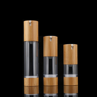Botol Serum Kosmetik Mewah Tanpa Udara dari Bambu 30ml Botol Pompa Losion Bambu Tanpa Udara