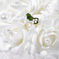 Bouquet de mariée en mousse PE décoré de perles, ruban long en satin, fleur artificielle pour cérémonie, bouquet de mariage