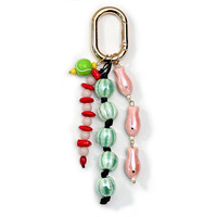 Porte-clés en céramique colorée en forme de petit poisson, pendentif de sac, porte-clés étoile de mer tressé à la main, accessoires de mode, breloques