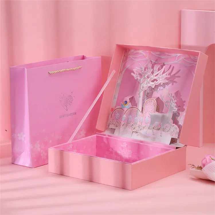 Pink Mother's Day 3D Unicorn Luxury Packaging Magnetic Christmas Gift Box Packaging With Foam Custom Paper Boxes For Perfume