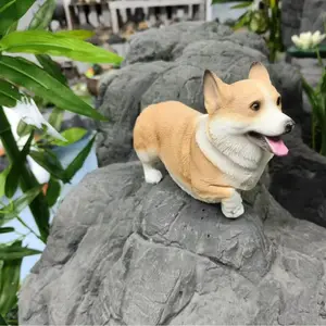 Witt Cute simulation dog Corgi decoration Home decor Corgi Shiba Inu resin crafts garden lawn animal statues