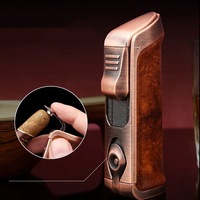 Creative trois feu Jet coupe-vent allume-cigare métal perceuse à cigares briquet gonflable boîte-cadeau en gros