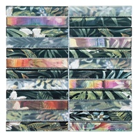 Carreaux de mosaïque murale en verre cristal à motif floral imprimé jet d'encre, design moderne, pour la décoration intérieure