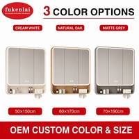 Fullkenlight Armoire de toilette murale extra haute avec miroir rétroéclairé par LED et étagère inférieure