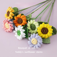 Tige de tournesol amigurumi faite main, douce et multi-couleurs, cadeau floral chaleureux et délicat pour vase et décoration de table