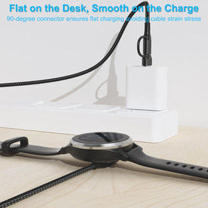 Câble de charge tressé USB C et USB A 2 en 1 de remplacement pour Garmin <span class=keywords><strong>Fenix</strong></span> 8 <span class=keywords><strong>7</strong></span> <span class=keywords><strong>7X</strong></span> <span class=keywords><strong>7</strong></span> Pro, Forerunner 965 745 645 265 255 - Product Image 2