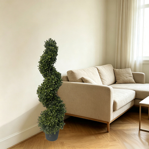 Plante artificielle en pot de 90 cm, type Milan Leaf Double Ball Topiary Bonsai, fausse verdure pour la décoration de la porte d'entrée, du hall d'entrée et du salon - Product Image 4