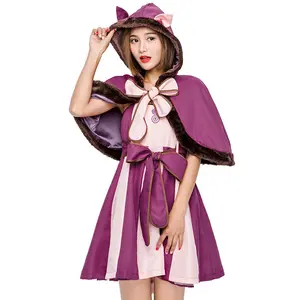Pays des merveilles personnage de conte de fées violet Grin Cat cosplay smiley chat adulte costume d'Halloween