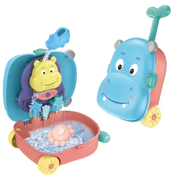 Faire semblant de jouer 3 en 1 plage salle de bain jouets jeu drôle bain sable jouets pour enfant dans hippopotame chariot cas