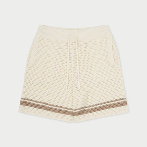 Quần short nam chất liệu cotton lưới dệt kim sọc đối lập, thiết kế bãi biển tùy chỉnh, logo cổ điển, bán buôn, trơn, thể thao, mùa hè - Product Image 5