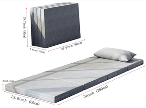 Materasso pieghevole <span class=keywords><strong>spugna</strong></span> alta elastica 4-Fold tappetino in schiuma con manico lavabile fodera traspirante adatta per viaggi in campeggio personalizzato - Product Image 3