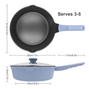 Poêle à frire de haute qualité en gros, durable, antiadhésive, en <span class=keywords><strong>aluminium</strong></span> moulé sous pression, avec couvercle en verre - Product Image 6