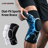 Genouillère de compression réglable avec bouton rotatif, support à ressort et coussinet en gel de silicone pour la course, le basketball et le soulagement des douleurs articulaires