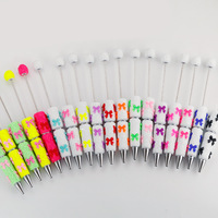 Stylo créatif DIY multicolore en pâte polymère, orné de nœuds et de perles entièrement serties de diamants, pour diffusion en direct transfrontalière, avec perles à poser, idéal comme cadeau ou en boîte surprise.