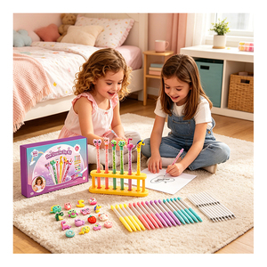 Fun Glitter <b>Pen</b> DIY Kit Cute Toppers <b>Colorful</b> Sequins Beads Refill Core Kids Craft Gift Box Set Present Pack Toy - Product Image 2
