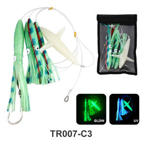 Chaîne de pêche à la traîne avec leurres d'attraction pour la pêche au trolling, avec leurres en forme d'oiseau et de calamar de <span class=keywords><strong>6</strong></span> et 9 pouces, pour Marlin, Mahi, Thon, Wahoo - Product Image 4