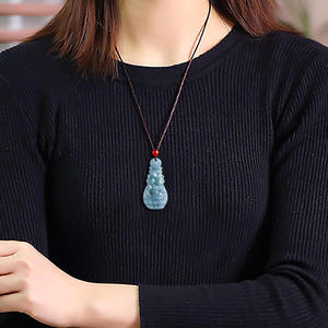 Pendentif en Jade naturel bleu jadeite, Pipa fox fairy, renard à neuf queues, bijoux pour femmes, Design Original, Style chinois DW97 - Product Image 3