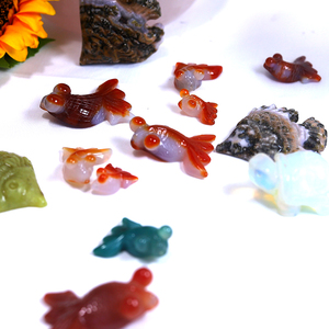 ขายส่งจำนวนมากธรรมชาติอาเกตปลาทองหินงานฝีมือคริสตัลหินรักษาพลอยพลอยควอตซ์ - Product Image 5