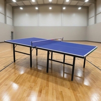 Table de tennis de table pliable en MDF de 18 mm pour l'intérieur et l'extérieur, table de ping-pong durable avec filet, montage facile et structure robuste