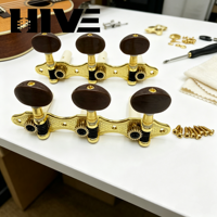 HIVE High-end Gold Zinc Alloy 3R3L Oval Brown Knob Classic Guitar Replacement Parts 1:18 6 String Classical Guitar Tuning Pegs