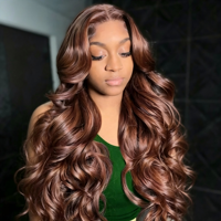 Perruque Lace Frontale HD 13x4 en Cheveux Humains Brun Chocolat Coloré, Ondulée, Pré-épilée, avec Baby Hair, Sans Colle