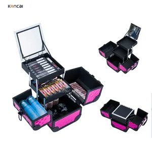 Koncai Professionele Abs Reizen Cosmetische Make-Up Aluminium Ijdelheid Case Kleurrijke Ijdelheid Doos Aluminium Ijdelheid Tas