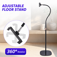Support de sol portable multifonctionnel à bras long flexible, rotation à 360 degrés, hauteur réglable pour téléphone portable et tablette