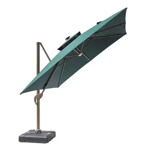 YASN可调太阳能发光二极管户外悬挂偏置伞庭院花园伞