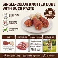 Friandises pour chiens à base de viande de canard, sans céréales, riches en protéines, enveloppées de os noués, couleur unie, pour la santé de la peau et du pelage, OEM ODM