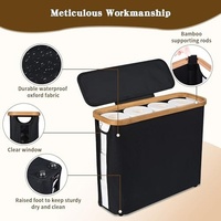Panier de rangement pour papier toilette YK moderne, écologique, durable, en bois, autoportant, fait main, avec couvercle et poignée, pour caravane, salle de bain, placard, noir