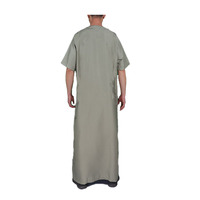 Dishdasha Homme Léger en Polyester Style Marocain Décontracté à Col et Manches Courtes Longueur Ras du Sol pour la Prière et l'Été – Prix Abordable
