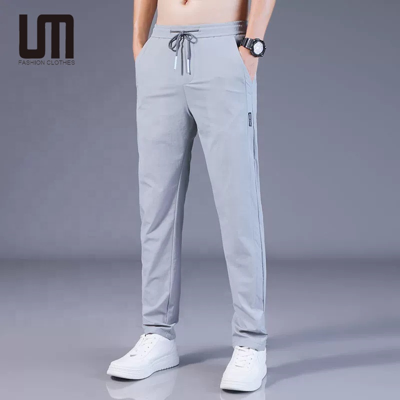 2025 Liu Ming, оптовая продажа, облегающие деловые длинные брюки, легкие шелковые прямые брюки, повседневная спортивная одежда для мужчин, Летний стиль