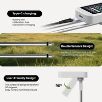 Testeur de sol numérique 6-en-1, pH-mètre (3,5-9,0), précision 0,1pH, détection des nutriments, humidité, température, luminosité, lumière du soleil, plante de jardin