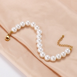 High Quality Stainless Steel PVD <b>Gold</b> Plated Natural Freshwater Pearls Dainty Pearl <b>Bracelet</b> for Women - Product Image 2