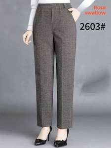 Pantalones Casuales de Cintura Media para <span class=keywords><strong>Mujer</strong></span> al por Mayor, Elegantes Pantalones Formales de Pierna Ancha para Oficina, Pantalones de <span class=keywords><strong>Traje</strong></span> para <span class=keywords><strong>Mujer</strong></span> - Product Image 1
