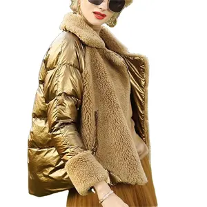 Damen Winter warme kurze Pelz mäntel Hochwertige Damen oberbekleidung Echte Faux Fox Pelz Daunen jacke Mantel