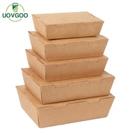 Boîte de papier jetable résistant à l'huile pour micro-ondes pour nourriture boîte de nourriture en papier kraft boîte à pâtes avec couvercle à charnière pour salade de riz repas de nouilles