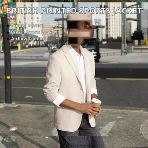 British Men's Breathable Printed Double <b>Button</b> Polyester/Cotton Sports Jacket - Product Image 2
